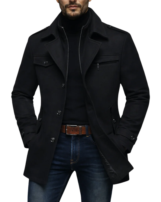 Elegante abrigo de lana